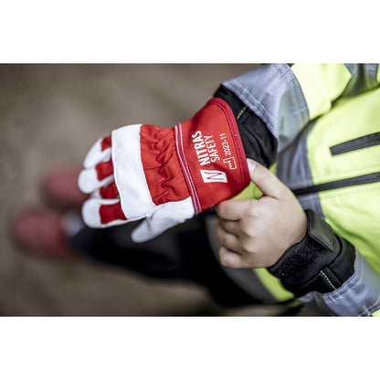 NITRAS leather gloves for children, red / gray