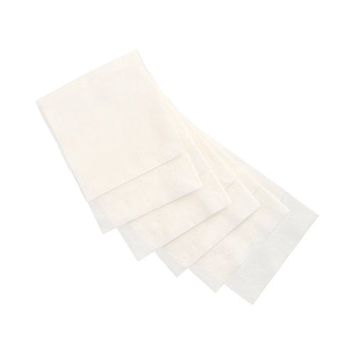 Fünf weiße PAPSTAR Spenderservietten 1-lagig (25x30cm, 250 Stück, PAPSTAR GmbH) sind aufgefächert auf einem schlichten Hintergrund und zeigen ihre FSC-zertifizierte Qualität für eine umweltfreundliche Wahl.