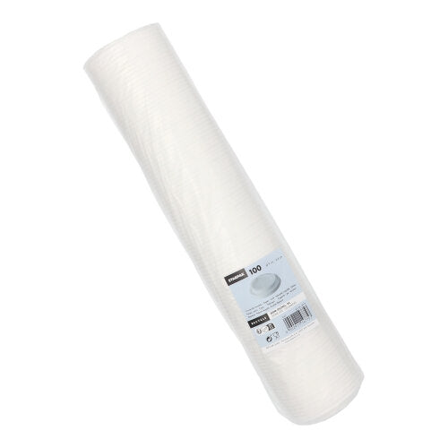 Eine Packung mit 100 runden Starpak „To Go“-Kuppeldeckeln aus PS, eingewickelt in eine Klarsichtverpackung mit Produktetikett und Barcode – ideal für Heißgetränke für unterwegs oder zum Mitnehmen bei Veranstaltungen.