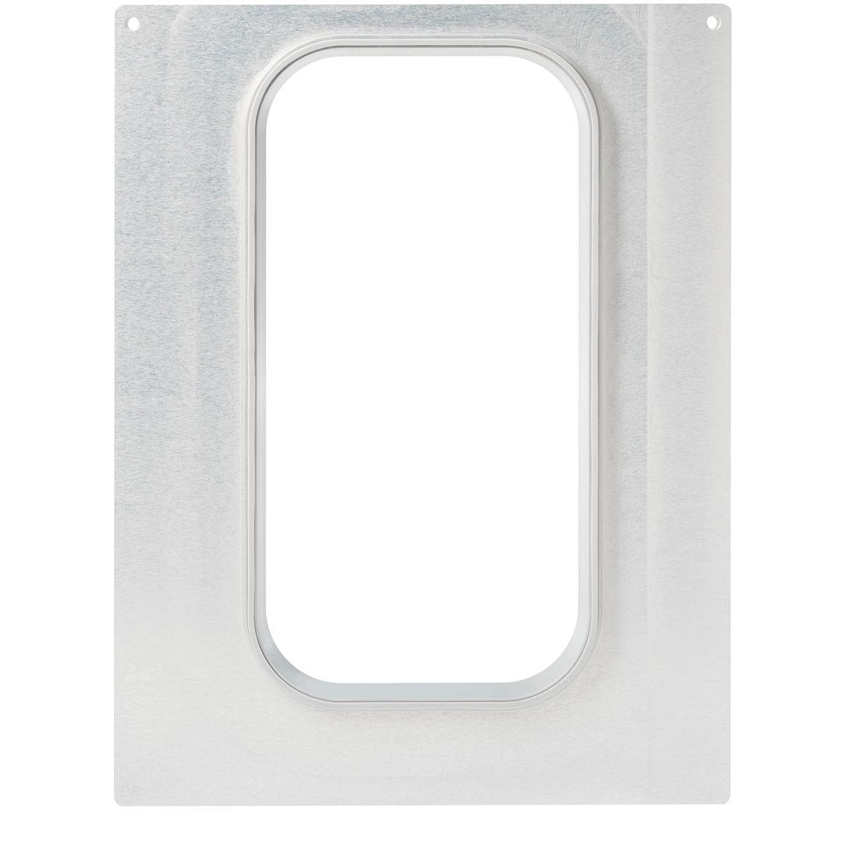 Die Kassette DF15/25 von Duni GmbH ist ein rechteckiges Blech mit einem abgerundeten Ausschnitt, konzipiert für CPET 1/3 GN Schalen (2400 ml). Ihre glatte, gebürstete Oberfläche ist ideal für die Aufbewahrung von CPET-Schalen.