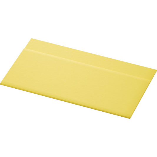 Eine einzelne gelbe rechteckige Zelltuchserviette (33 x 32 cm, 1-lagig, Spenderfalz) der Duni GmbH liegt flach vor weißem Hintergrund, ähnlich schlicht wie eine der 750 Servietten pro Packung.