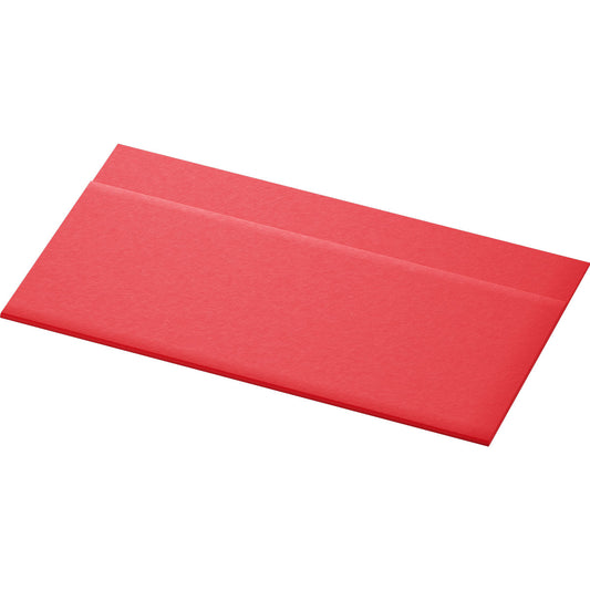 Ein geschlossener roter rechteckiger Umschlag, ähnlich dem der Duni GmbH Zelltuchservietten 33 x 32 cm 1-lagig Spenderfalz (750 Servietten), ist leicht schräg auf weißem Hintergrund abgebildet.