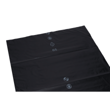 The DEISS 15301 garbage bag from EMIL DEISS KG (GmbH + Co.), size 800x1000x0.06 mm, black, is marked with recycling and LDPE 65 symbols in white. Ideal for professional use. Box contains 250 pieces.