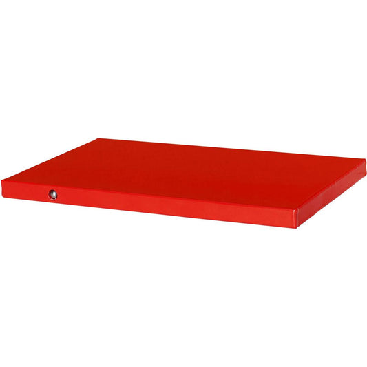 Eine dünne, rechteckige, silberne Aluminium-Wärmeplatte 1/4 GN (164x265x15 mm) von Duni GmbH, flach auf weißem Grund liegend - zum Warmhalten von Speisen. Packung: 1 Stück.