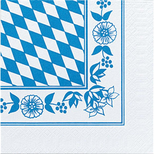 Die Duni GmbH Zelltuchservietten 33x33 cm, 3-lagig, mit bayerischem Rautenmuster und floralem Rand, sind ideal für das Oktoberfest. Jede Packung enthält 50 Servietten (1/4-Faltung), die Ihrer Feier ein festliches Flair verleihen.