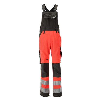 MASCOT® Newcastle dungarees, hi-vis red/dark anthracite
