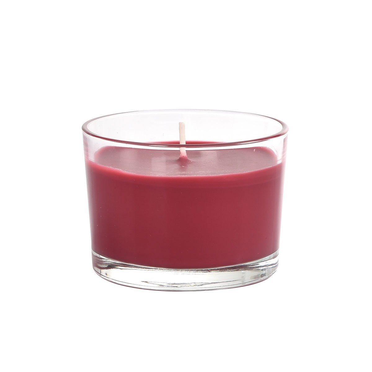 The candle jar "Ibiza" by Duni GmbH (approx. 18h, 58 x 85 mm) with red wax and white wick provides atmospheric lighting on a white background.