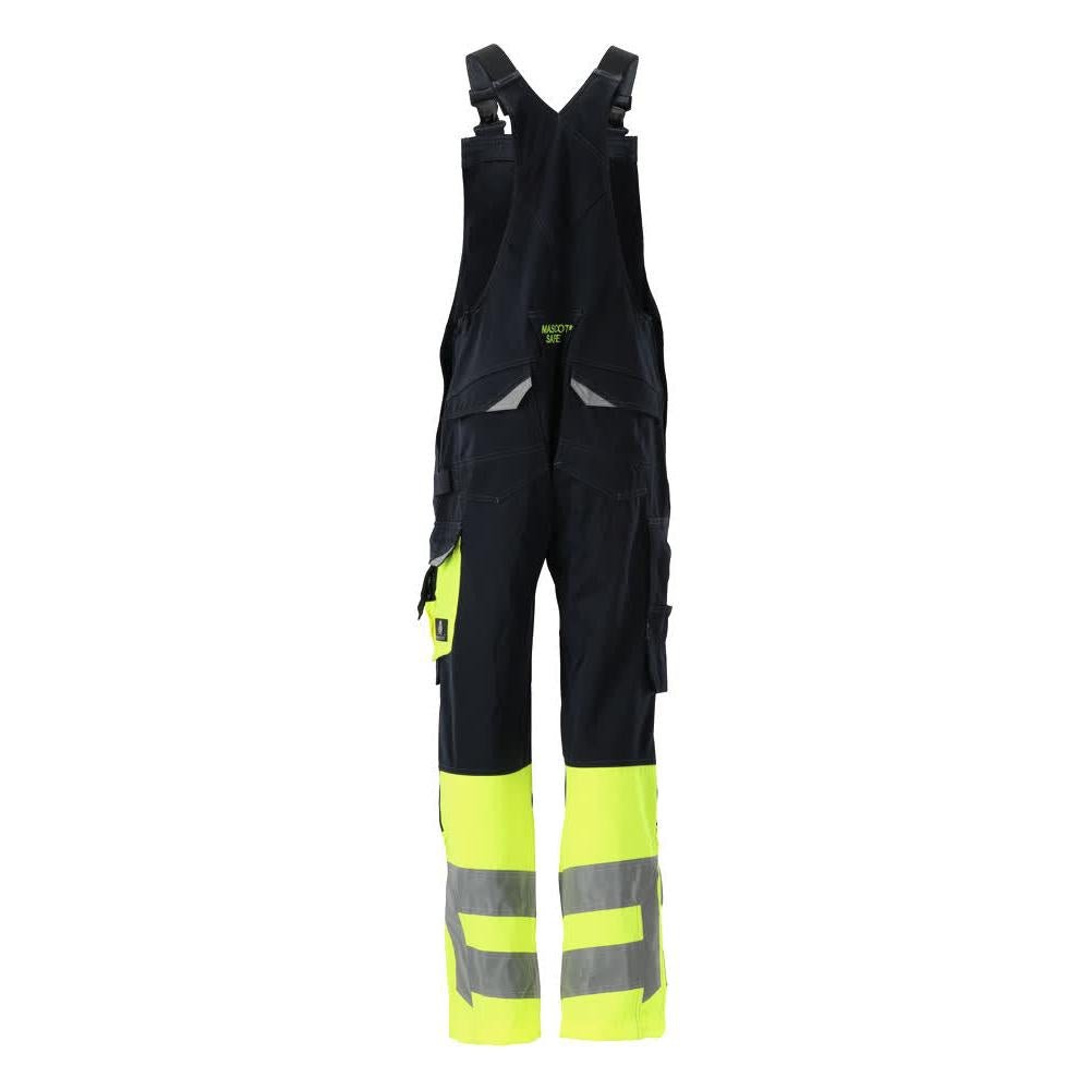 MASCOT® Sunderland dungarees, black blue/hi-vis yellow