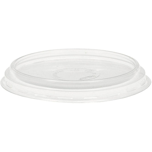 Der Duni GmbH Deckel für 157176, Transparent APET (100x100x10mm), passt auf Einwegbecher. Dieser klare, unbenutzte Deckel (Packung mit 50 Stück) ist auf einem einfarbig weißen Hintergrund abgebildet.