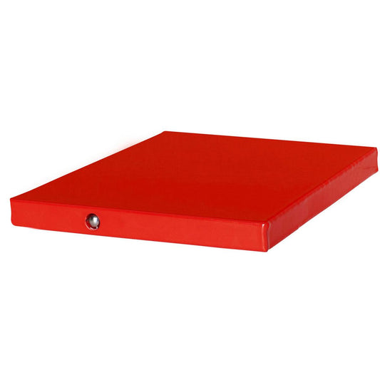 Die Wärmeplatte Silber Aluminium 164x265x15 der Duni GmbH steht geschlossen und flach auf einer weißen Fläche und erinnert mit ihrer glatten Metalloberfläche an die Accessoires einer modernen Küche.