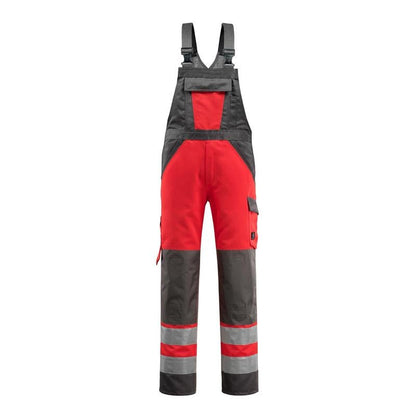 MASCOT® Gosford dungarees, hi-vis red/dark anthracite
