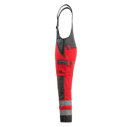 MASCOT® Gosford dungarees, hi-vis red/dark anthracite
