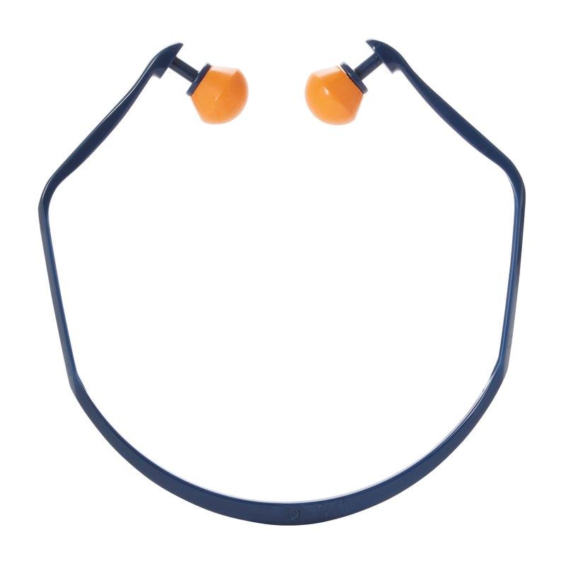 The 3M™ Banded Earplugs 1310 from 3M Deutschland GmbH have orange earplugs with a dark blue neckband and curved ends for added comfort. Includes 2 pairs of replacement earplugs. SNR: 24-25 dB, depending on wearing position.