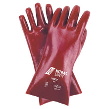 NITRAS PVC gloves, red, EN 388 cotton jersey | Pack (12 pairs)