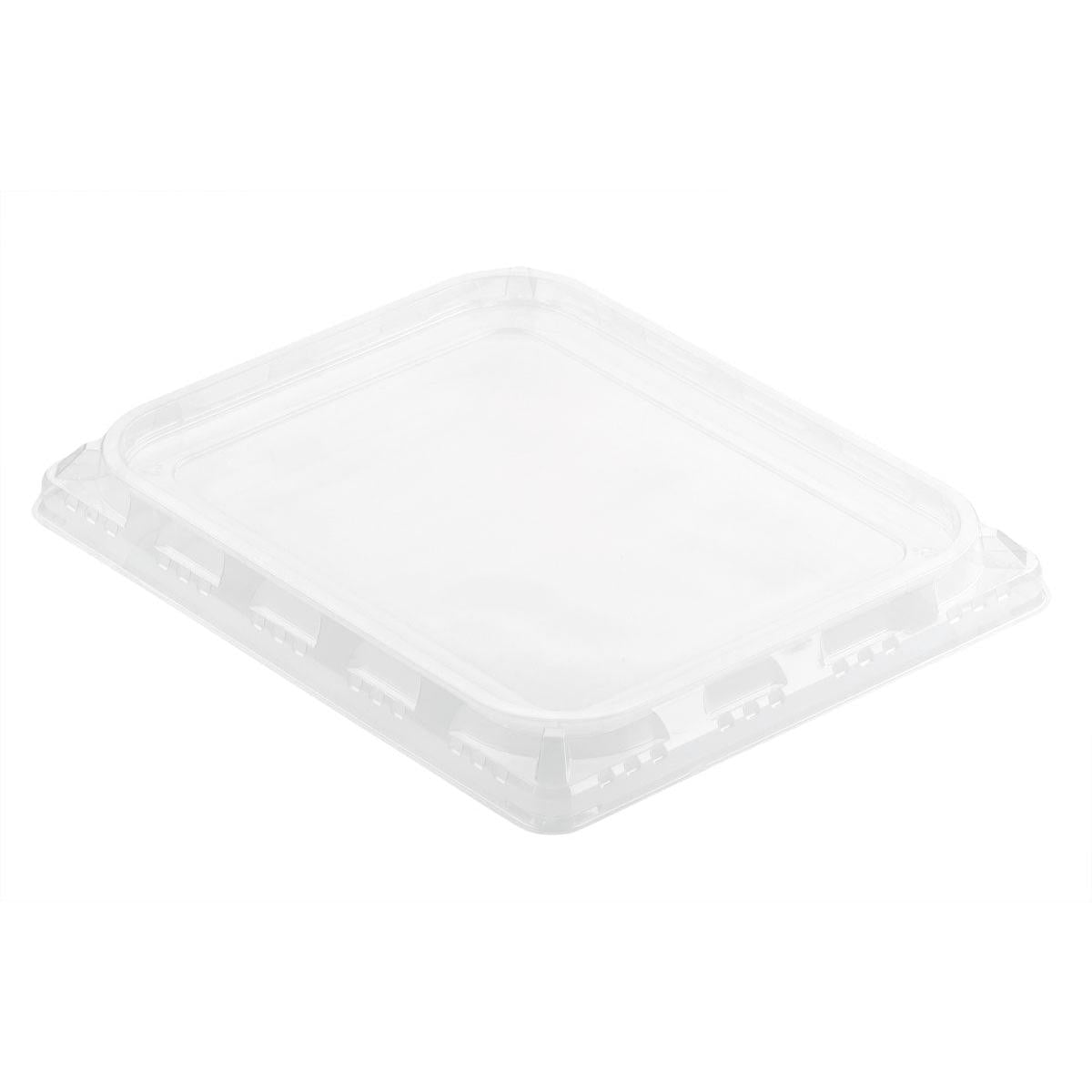 Die Duni GmbH APET-Deckel für 1/2 GN (325x266x30 mm, Transparent), Packung à 60 Stück, rechteckig mit leicht erhöhtem Rand, eignet sich ideal zum Abdecken von 1/2 GN-Behältern in Großküchen oder der Gastronomie.