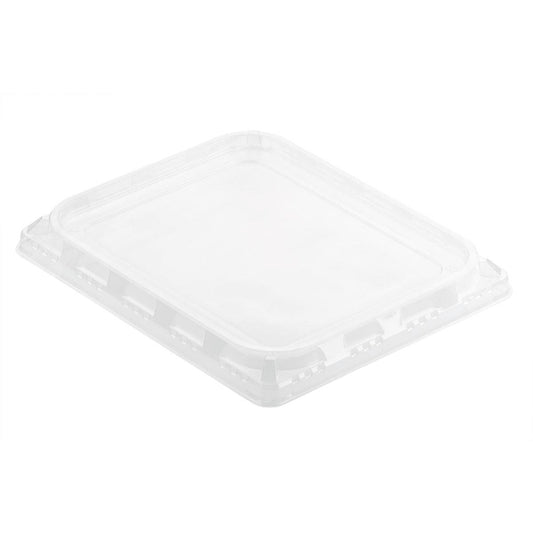 Die Duni GmbH APET-Deckel für 1/2 GN (325x266x30 mm, Transparent), Packung à 60 Stück, rechteckig mit leicht erhöhtem Rand, eignet sich ideal zum Abdecken von 1/2 GN-Behältern in Großküchen oder der Gastronomie.