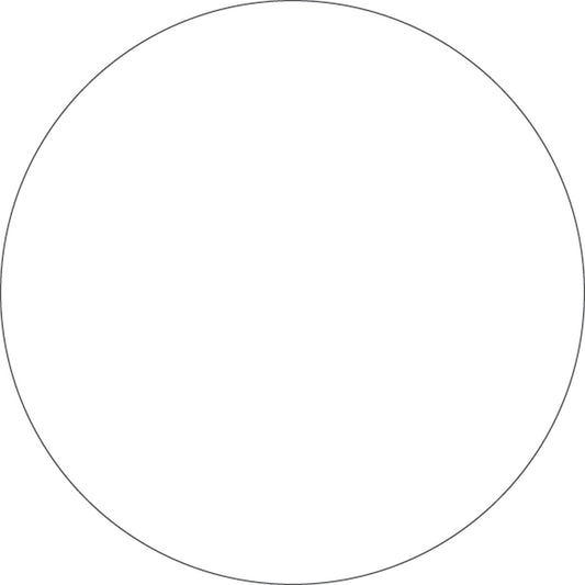 Ein einfacher, dünner schwarzer Umriss eines perfekten Kreises, wie der Dunilin-Untersetzer Ø 9 cm weiß von Duni GmbH (Packung 500 Stück), ist auf einem weißen Hintergrund ohne weitere Markierungen oder Merkmale zentriert.