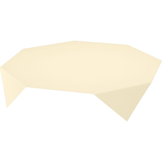 Eine flache, hellbeige, unregelmäßige polygonale Form mit mehreren geraden Kanten - perfekt als Duni GmbH Evolin-Tischdecken 110 x 110 cm Einwegtischdecke für stilvolle Tischdekoration.