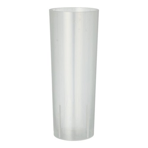 The Starpak 10 reusable glass for long drinks, from the Starpak brand, is shown empty and standing upright against a plain white background—this eco-friendly, cylindrical plastic glass is perfect for long drinks.