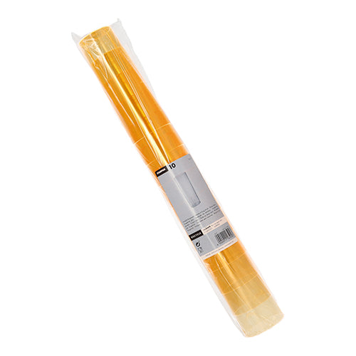 Eine Rolle durchsichtiges Plastik umhüllt zehn Starpak Longdrink-Gläser (PS 0,3l, Ø5,85cm × 15,2cm) mit einem weiß-grauen Etikett mit dem Starpak-Markennamen, Produktinformationen und Barcode in der Mitte.