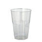 The Starpak 20 glasses for Caipirinha (0.3 l, Ø 8 cm, 11 cm) are transparent PS plastic cups with a faceted bottom design - ideal for serving drinks at parties and events; 20-piece set in shrink wrap.