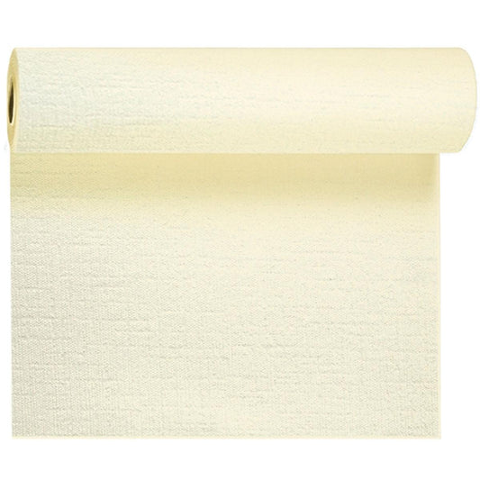 Der Evolin-Tischläufer Tête-à-Tête 24 m x 0,41 m (20 Abschnitte) von Duni GmbH eignet sich ideal für eine stilvolle Tischdekoration oder als einzigartige Kulisse, die mit ihrer strukturierten Oberfläche jedem Ambiente Eleganz verleiht.