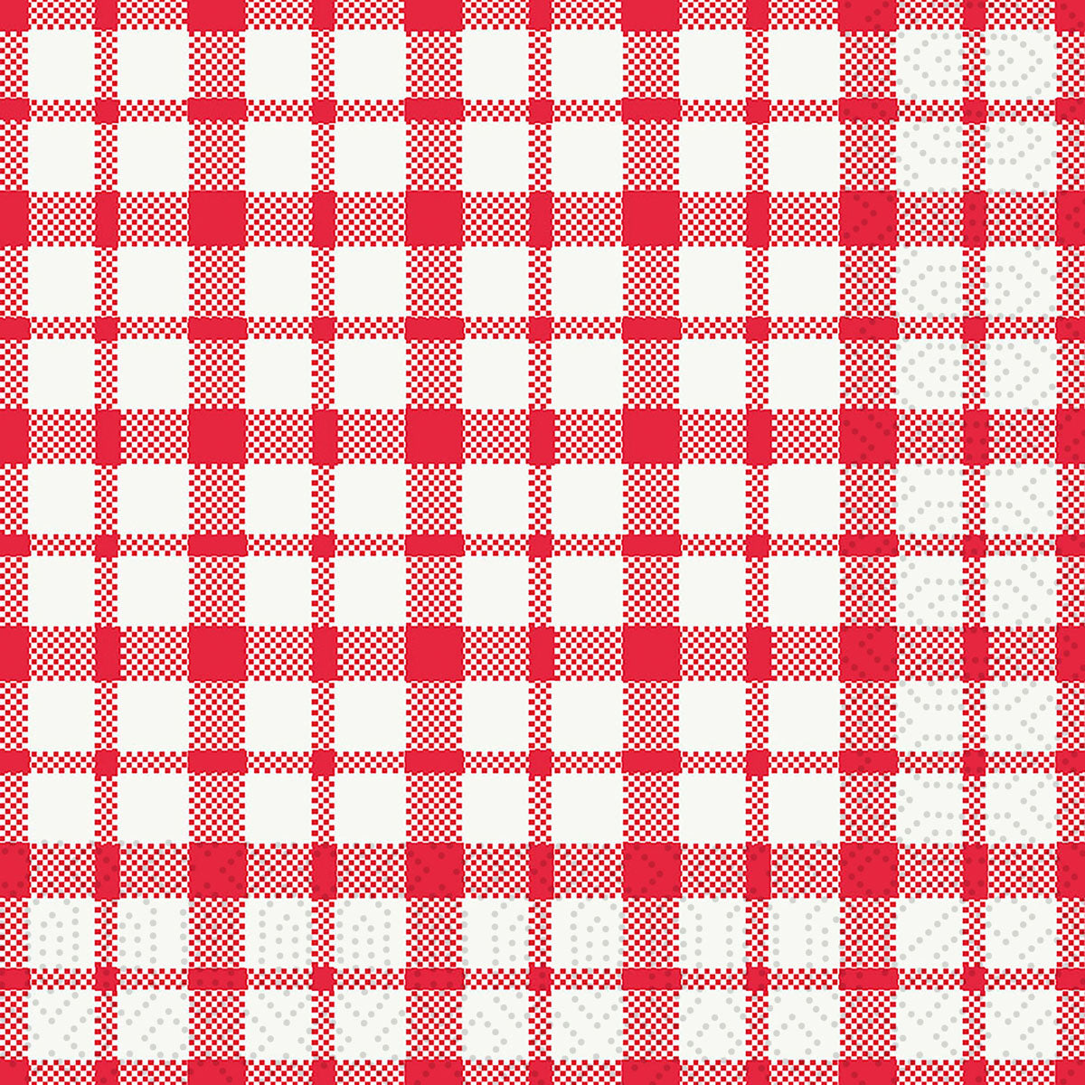 Ein rot-weißes Karo mit sich kreuzenden Linien bildet einen Gingham-Look - ideal für Duni GmbH Zelltuchservietten 33 x 33 cm, 3-lagig, 1/4 Falz Giovanni, Packung (250 Servietten).
