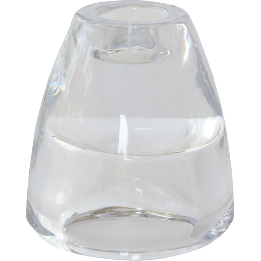 Der Duni GmbH Glas-Kerzenhalter 75 x 70 mm, klar, hat ein konisches Glasdesign mit flachem Boden und abgerundeter Spitze. Jede Packung enthält 6 Halter - ideal, um Ihre Lieblingskerzen elegant in Szene zu setzen.