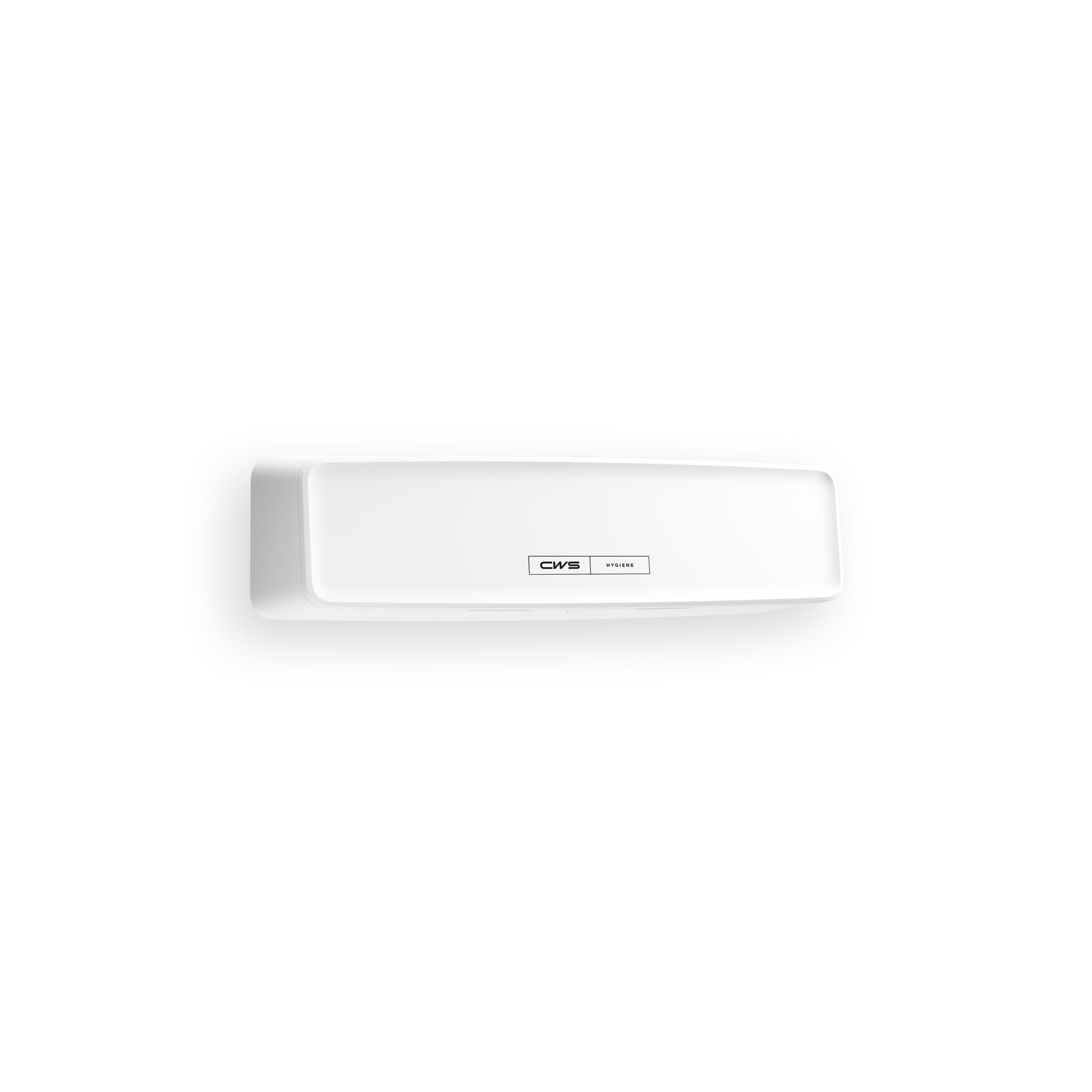Die CWS PureLine AirBar | Packung (1 Stück) ist ein weißes, rechteckiges, wandmontiertes Gerät der Marke "CWS", das für hygienische Raumluft konzipiert wurde. Perfekt für Räume, die eine zuverlässige Luftreinigung erfordern. Schlichter weißer Hintergrund.