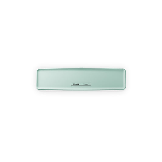 Ein rechteckiges, hellgrünes Gerät mit abgerundeten Kanten und einem zentralen Etikett mit der Aufschrift "CWS PureLine Frontpanel für PureLine Air Bar" wird vor einem weißen Hintergrund angezeigt.