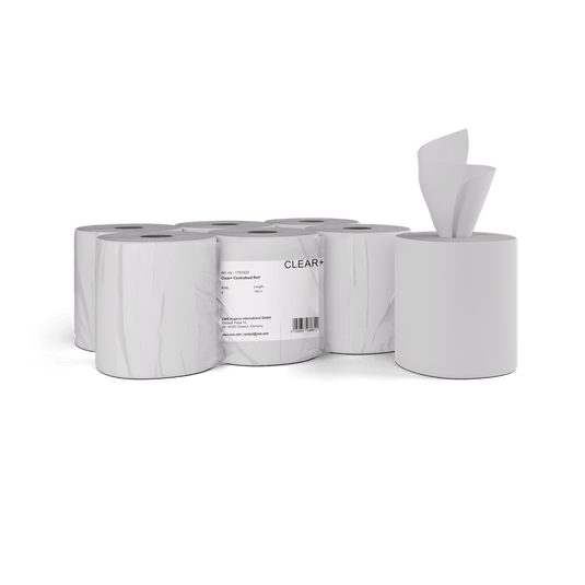 Clear+ Centerfeed Paper Rolls, 2-ply, 220 m