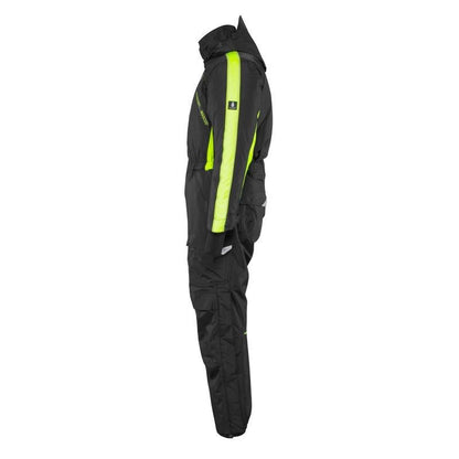 Overall with knee pockets, light weight winter combination, black/hi-vis yellow