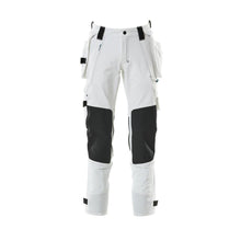 Trousers with hanging pockets, stretch trousers, white
