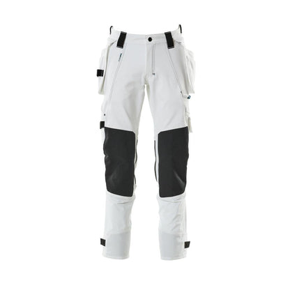 Trousers with hanging pockets, stretch trousers, white