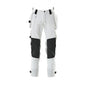 Trousers with hanging pockets, stretch trousers, white