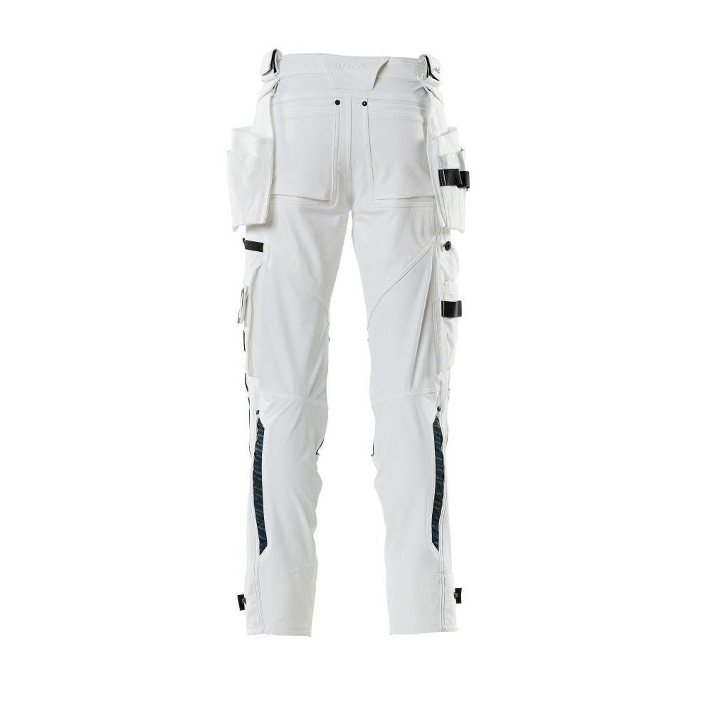 Trousers with hanging pockets, stretch trousers, white