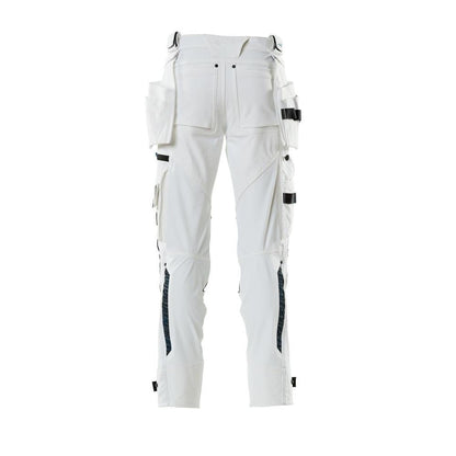 Trousers with hanging pockets, stretch trousers, white