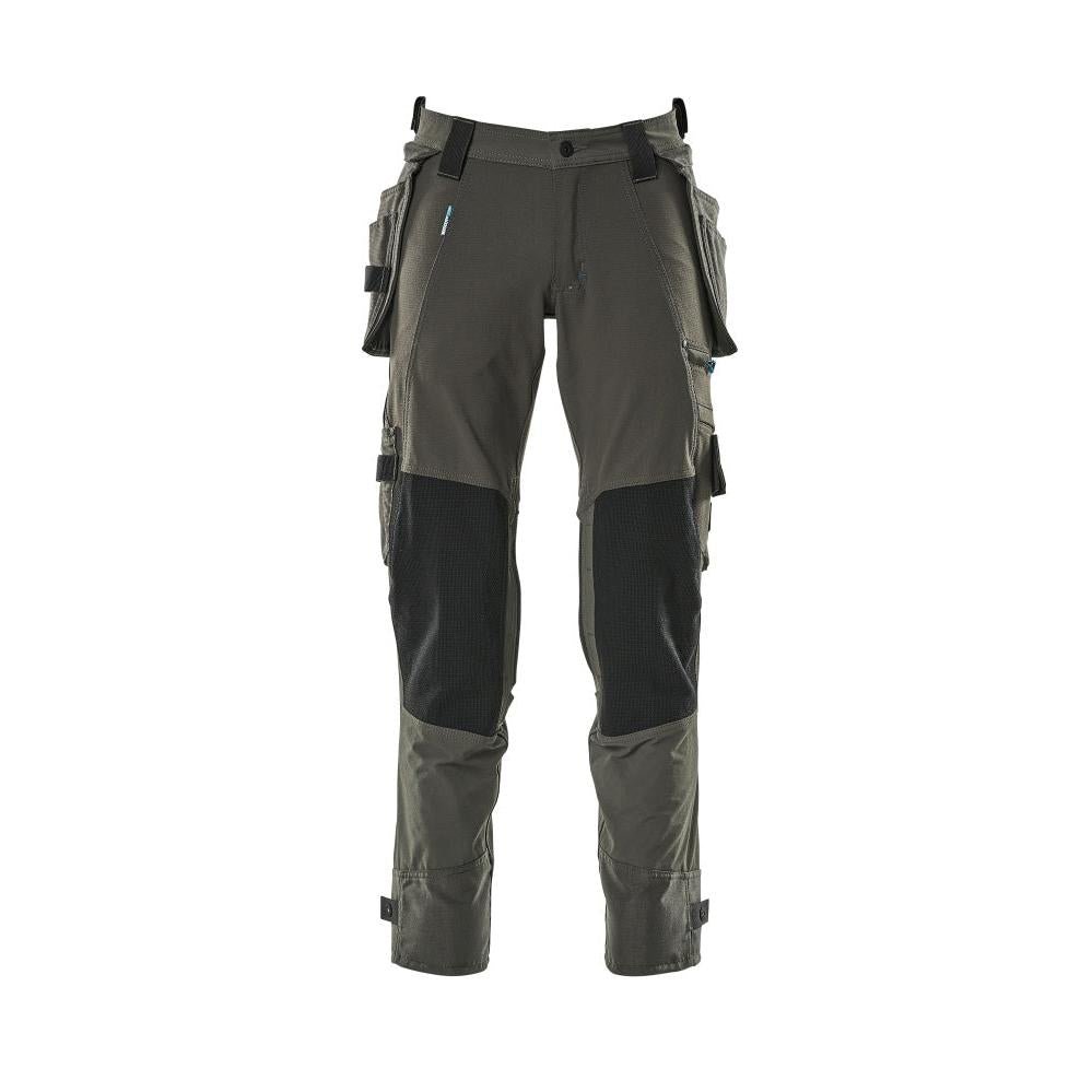 Trousers with hanging pockets, stretch trousers, dark anthracite