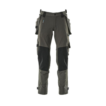 Trousers with hanging pockets, stretch trousers, dark anthracite