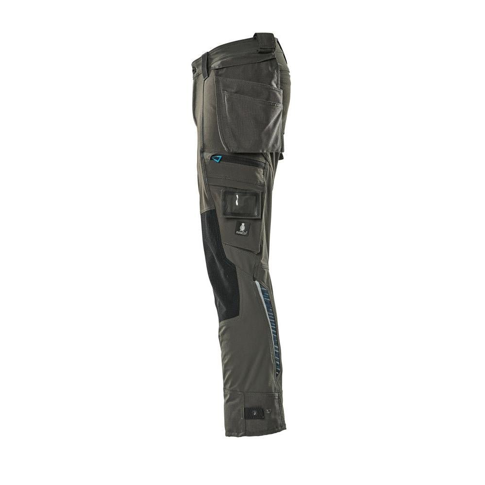 Trousers with hanging pockets, stretch trousers, dark anthracite