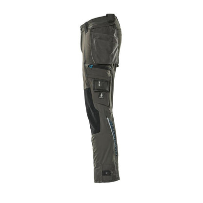 Trousers with hanging pockets, stretch trousers, dark anthracite