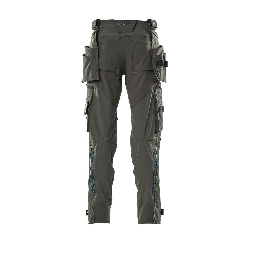 Trousers with hanging pockets, stretch trousers, dark anthracite