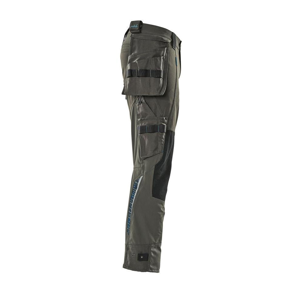 Trousers with hanging pockets, stretch trousers, dark anthracite