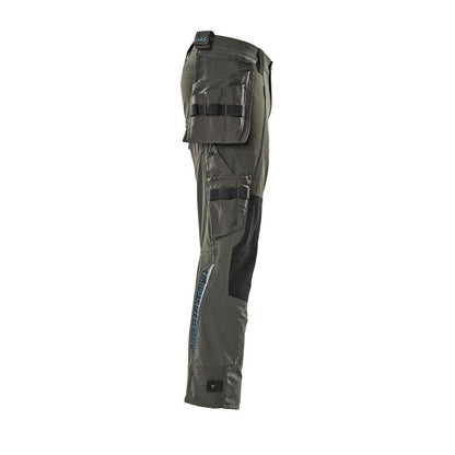 Trousers with hanging pockets, stretch trousers, dark anthracite