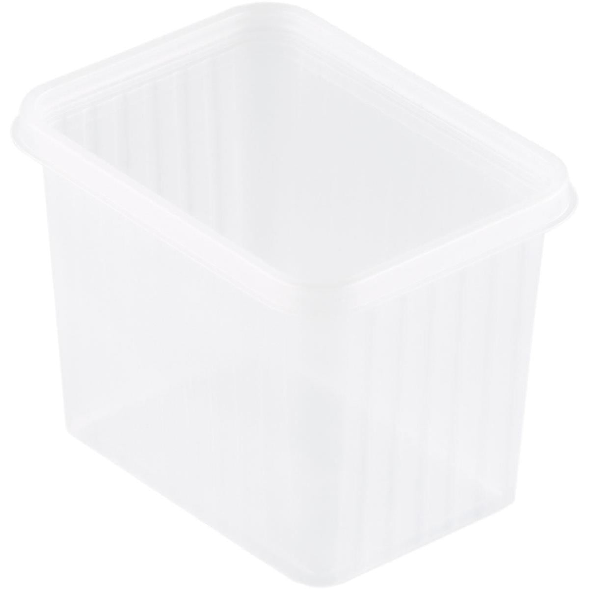 The Fixpack® rectangular with lid Transparent PP 145x110x110 from Duni GmbH is a clear storage container, ideal for organized storage. The package contains 25 pieces and is suitable for food.
