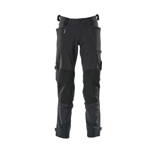 Pants with knee pockets made of Dyneema, stretch pants, black-blue