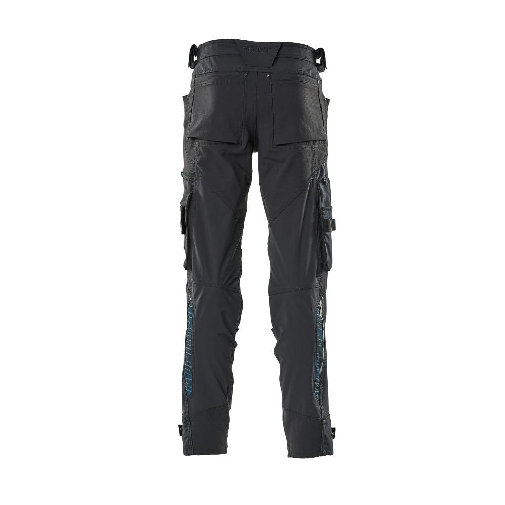 Pants with knee pockets made of Dyneema, stretch pants, black-blue