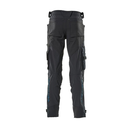 Pants with knee pockets made of Dyneema, stretch pants, black-blue