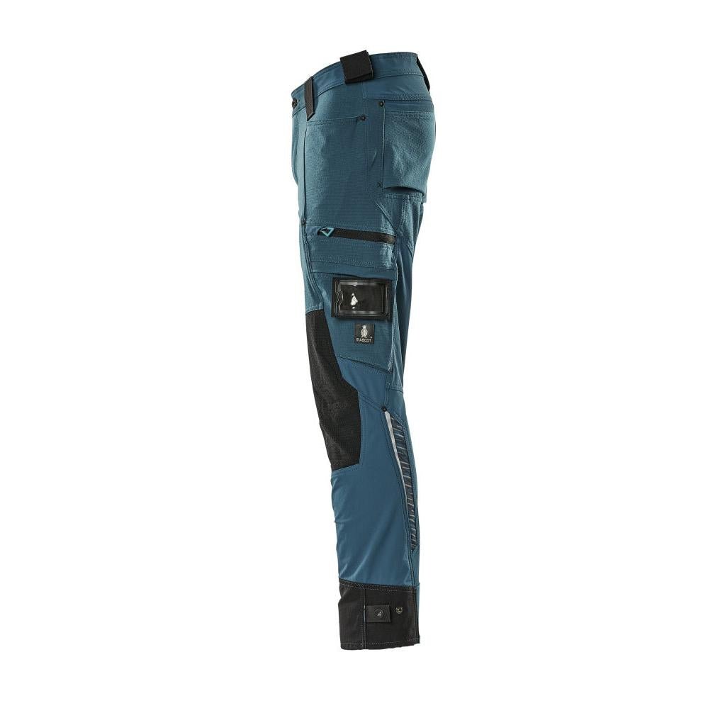 Pants with knee pockets made of Dyneema, stretch pants, dark petroleum