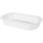 The Duni GmbH Bioplastic Bowl Take-Away White (250x159x43 mm, 246 pieces) is a white, rectangular, biodegradable food bowl with a raised edge - ideal for environmentally conscious take-away packaging.